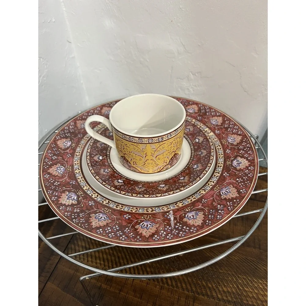 Vintage American Atelier Dinner Salad Bread Plates Coffee Cup Bombay #5042 3pc